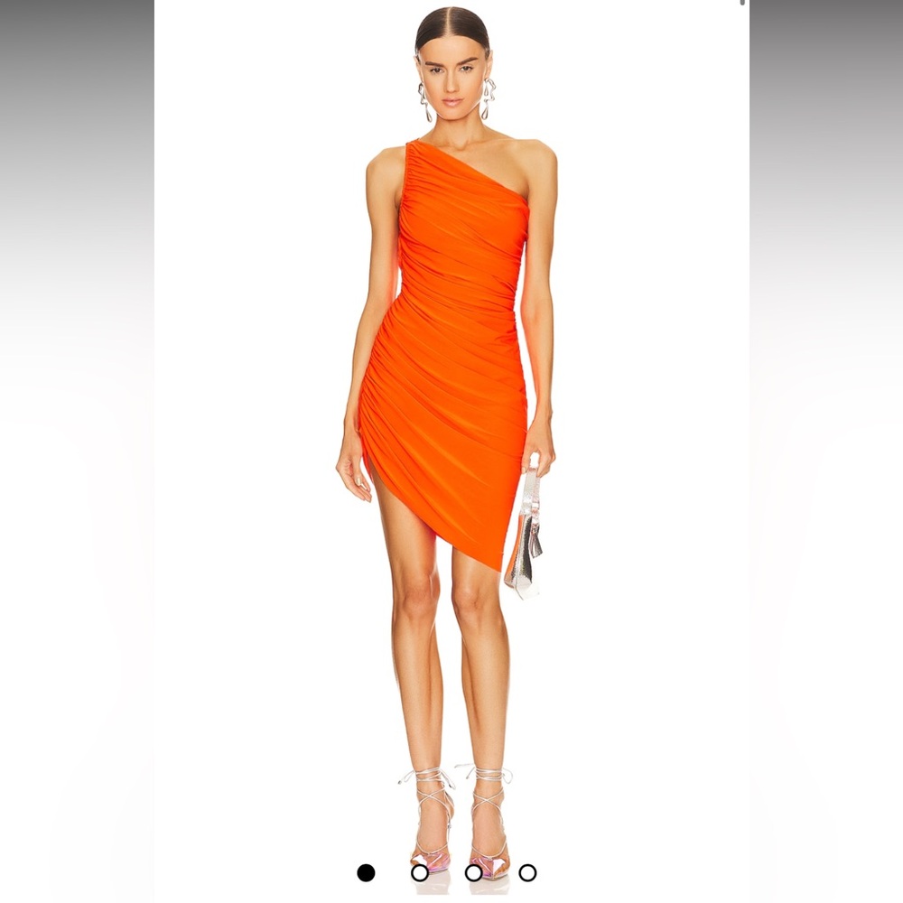 Asymmetric One-Shoulder Orange Ruched Mini Dress